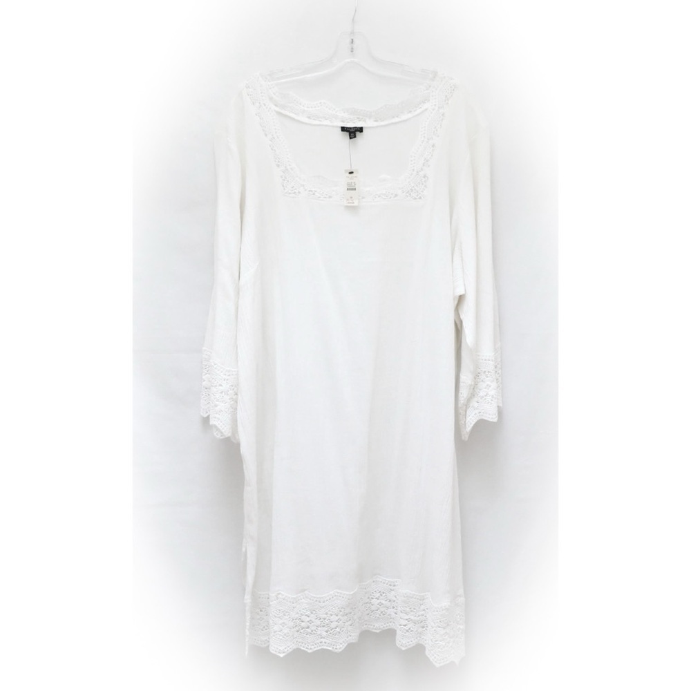 NWT Talbots Shift Dress Swim Coverup women’s plus size 3X white new crochet cott